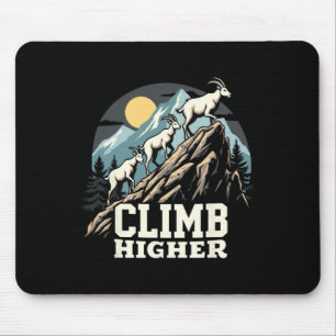 Climb Higher Mountain Goat Adventure Motivational  Mouse Pad