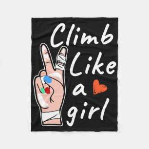 Climb Like A Girl, Bouldering Rock Climbing Fleece Blanket