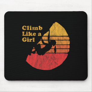 Climb Like A Girl - Distressed Retro Rock Climbing Mouse Pad
