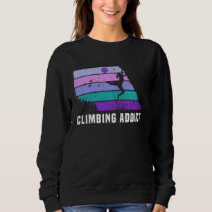 Climb Like a Girl Retro Sunset Rock Climbing Addic Sweatshirt