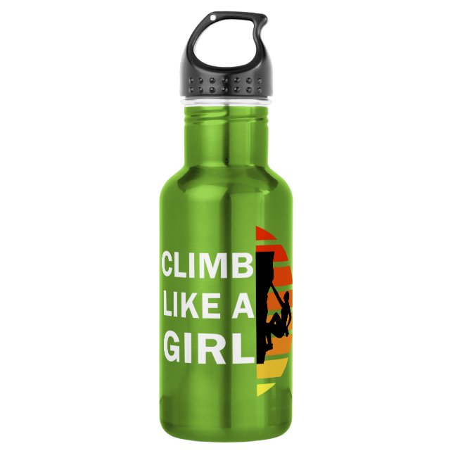 Climb like a girl rock climbing woman 532 ml water bottle (Front)