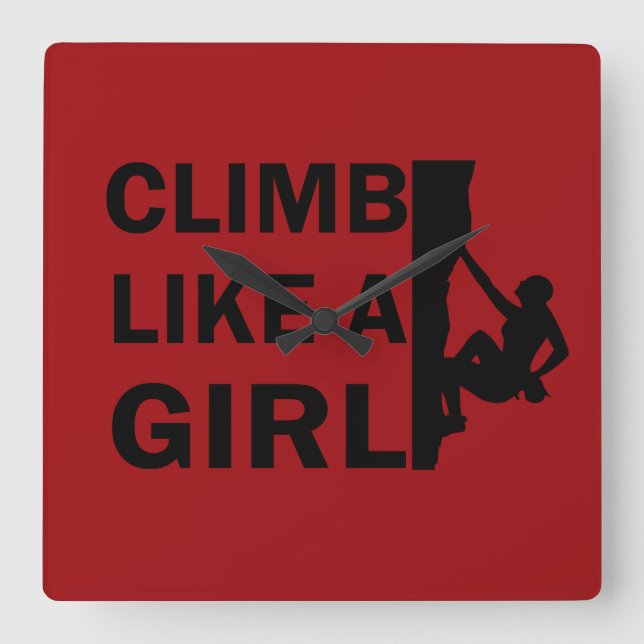 Climb like a girl rock climbing woman square wall clock (Front)