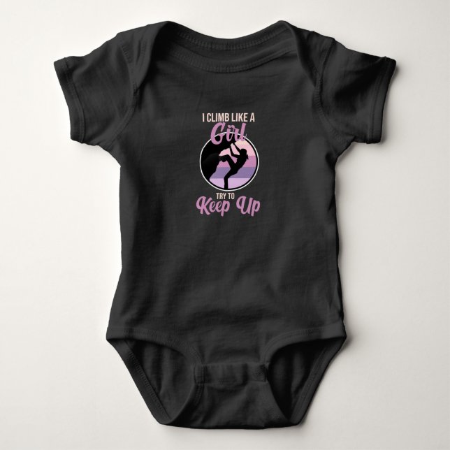 Climb Like Girl Mountain Climber Rock Climbing Lov Baby Bodysuit (Front)