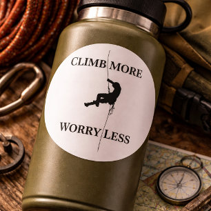 Climb More Worry Less Climbing Quote Classic Round Sticker
