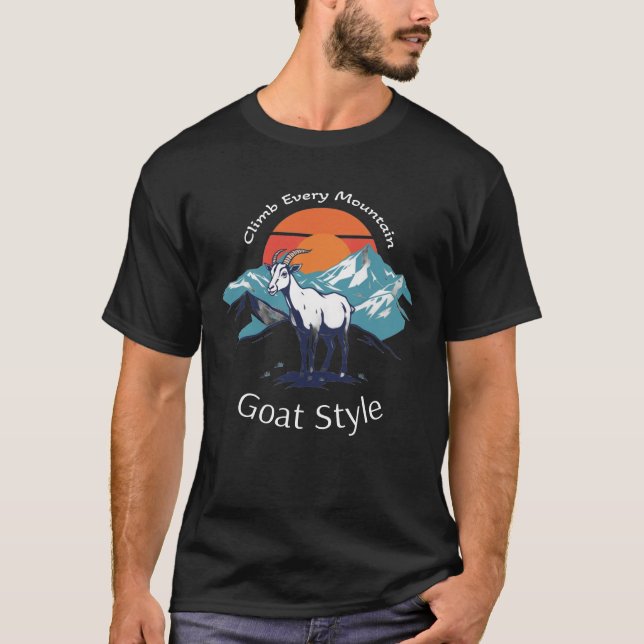 climb mountain goat theme shirt design (Front)
