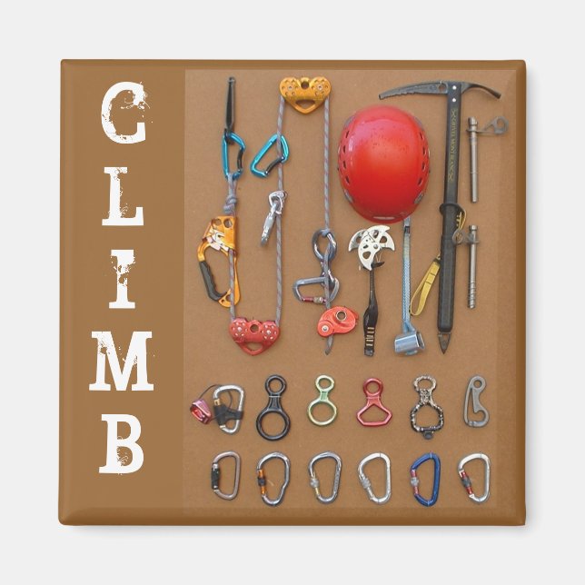 "Climb" Mountaineering Gear Magnet (Front)