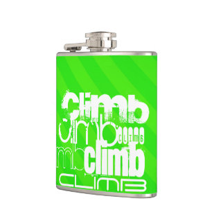 Climb; Neon Green Stripes Hip Flask