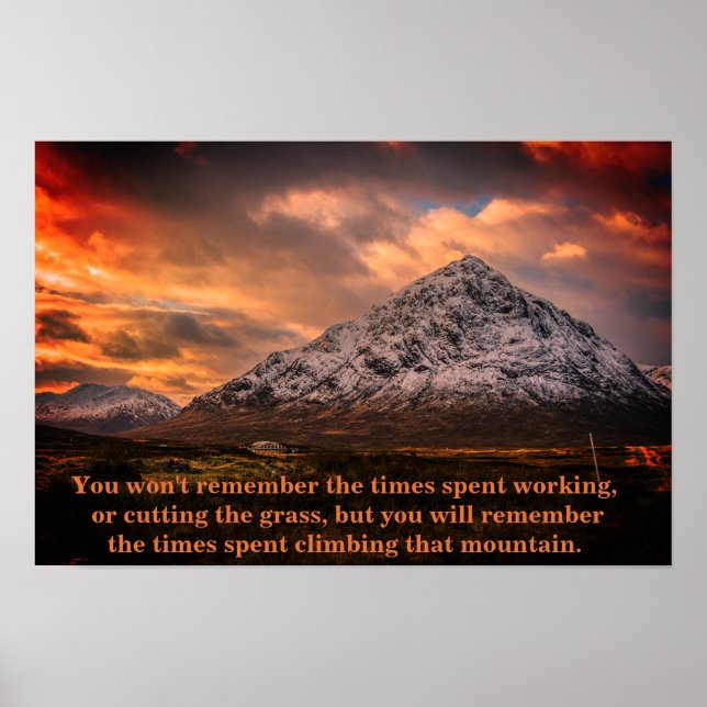 Climb That Mountain Landscape Inspirational Quote Poster (Front)