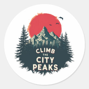 Climb The City Peaks – Mountaineer Adventures Awai Classic Round Sticker