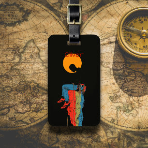 Climber and Sun Illustration Luggage Tag
