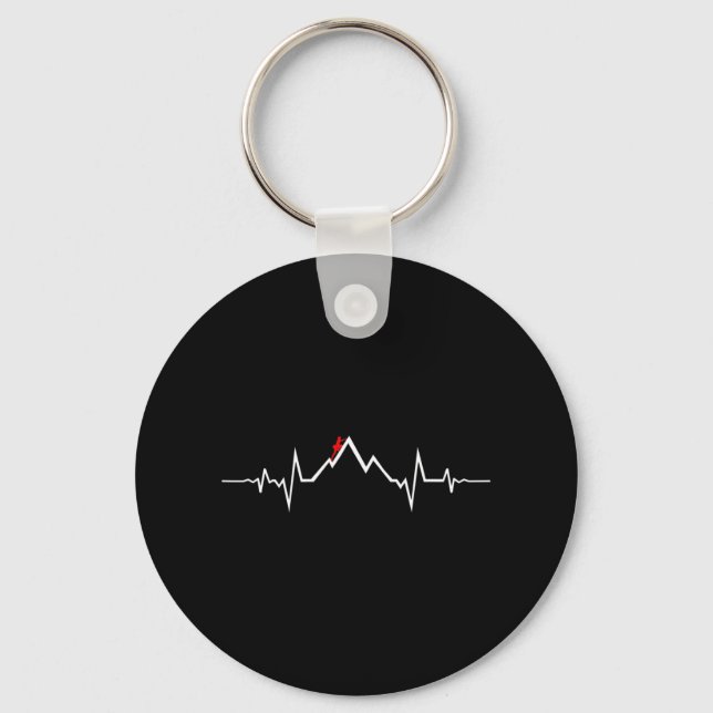 Climber Climbing Heartbeat  Key Ring (Front)