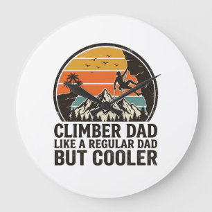 Climber Dad Vintage Sunset Funny T-Shirt Design_1 Large Clock
