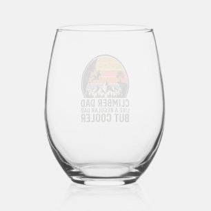 Climber Dad Vintage Sunset Funny T-Shirt Design_1 Stemless Wine Glass