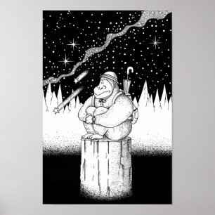 Climber on a starry night. poster