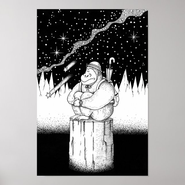 Climber on a starry night. poster (Front)