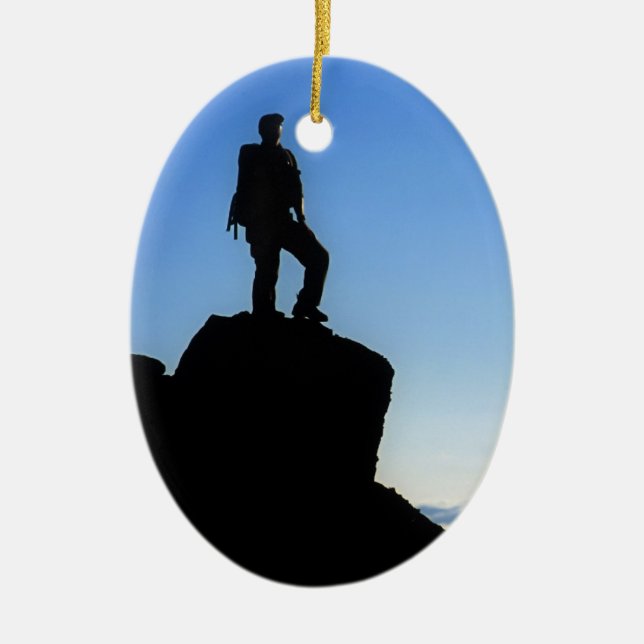 Climber on Mt Kilimanjaro Ceramic Tree Decoration (Front)