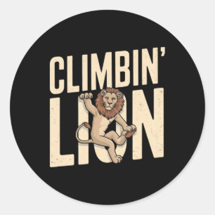 Climbin Lion - Funny Climber Classic Round Sticker
