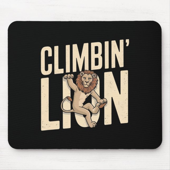 Climbin Lion - Funny Climber  Mouse Pad (Front)