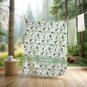 Climbing baby brown bears fleece blanket