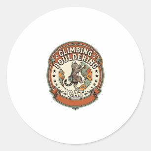 Climbing Bouldering Cat Climbing Bouldering Cat Vi Classic Round Sticker