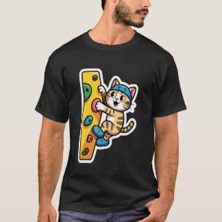 Climbing Cat Bouldering Wall Meme T-Shirt
