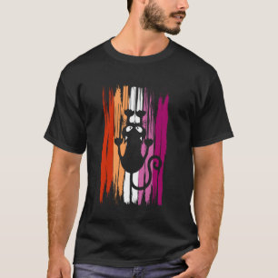 Climbing Cat with Scratches and Lesbian Pride Colo T-Shirt