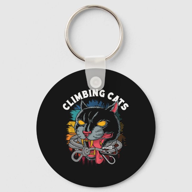 Climbing Cats Bouldering Rock Climbing Climber  Key Ring (Front)