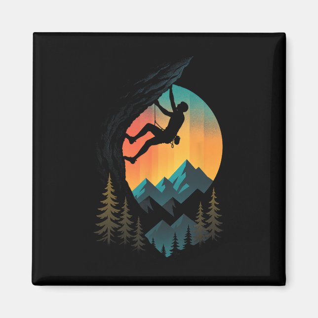 Climbing Challenge - Retro Mountain Bouldering  Magnet (Front)