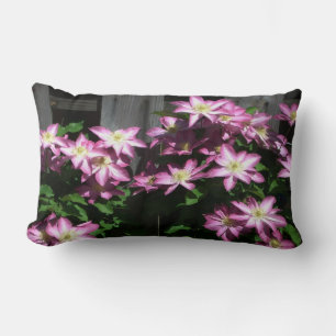 Climbing Clematis Purple Spring Flowers Lumbar Cushion