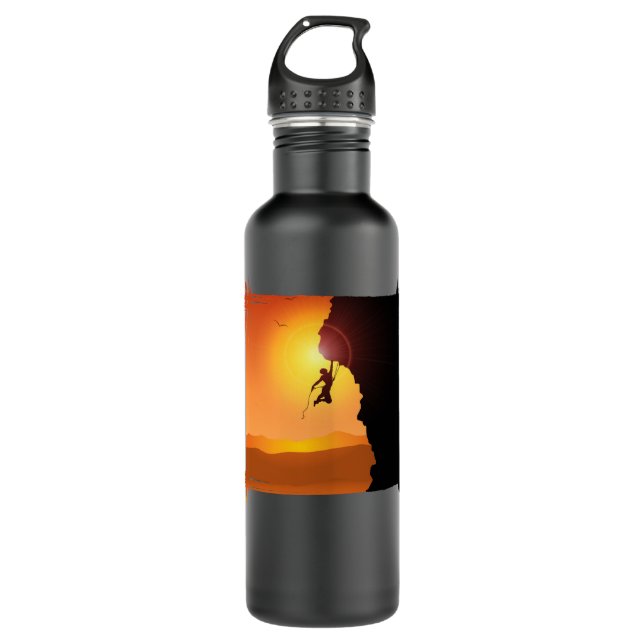 Climbing Climb BoulderingDistressed Retro Rock Cli 710 Ml Water Bottle (Front)