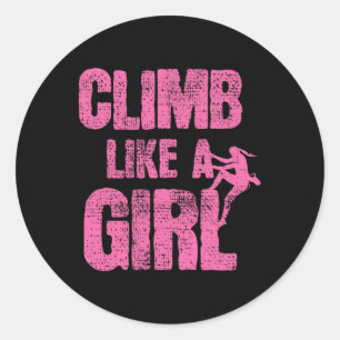 Climbing Climb Like A Girl Bouldering Classic Round Sticker