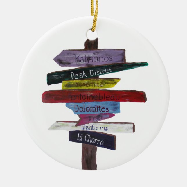 Climbing destinations art ornament (Front)