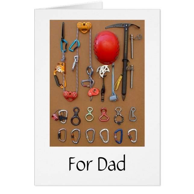 Climbing Equipment card for Dad (Front)