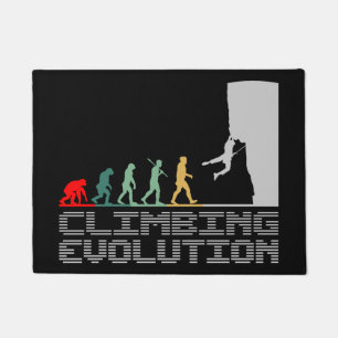 Climbing Evolution Funny Retro for Climber Doormat