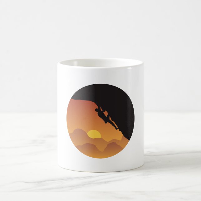 Climbing Flat Design Vector Silhouette Coffee Mug (Center)