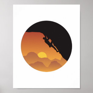 Climbing Flat Design Vector Silhouette Poster
