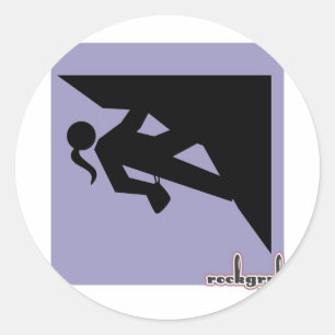 Climbing Girl Icon - on Violet Classic Round Sticker