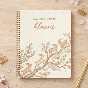 Climbing Goats Ascending Cloud Bloom Linen LNY Notebook