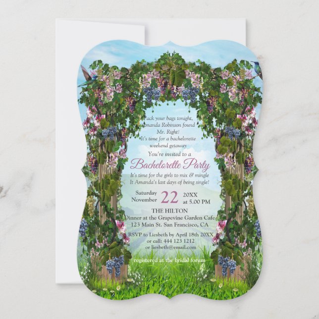 Climbing Grapevines & Honeysuckles Flowers Invitation (Front)