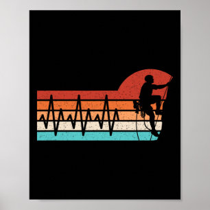 Climbing Heartbeat Retro Climb Funny Rock Climber Poster