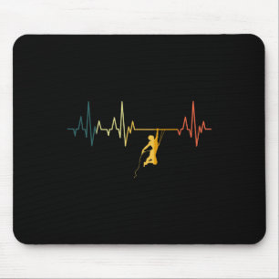 Climbing Heartbeat Retro Climbing Sport Ecg Climbe Mouse Pad