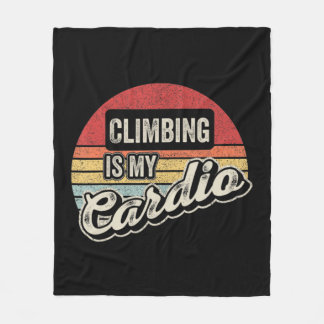 Climbing Is My Cardio Vintage Retro Rock Climbing  Fleece Blanket