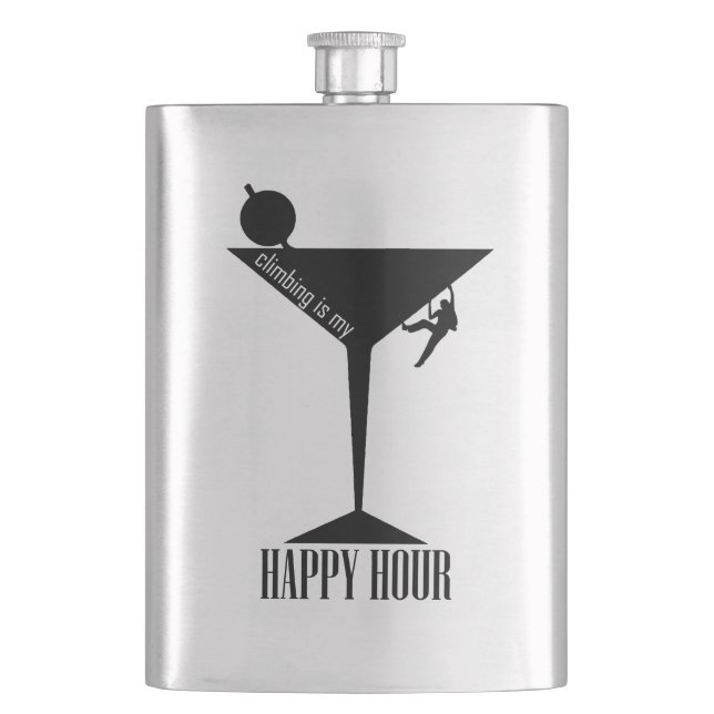 Climbing Is My Happy Hour Hip Flask (Front)