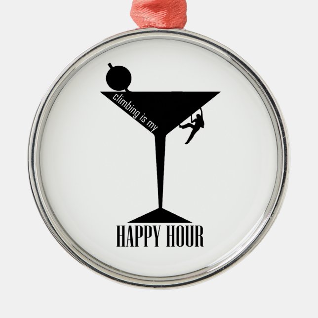 Climbing Is My Happy Hour Metal Tree Decoration (Front)