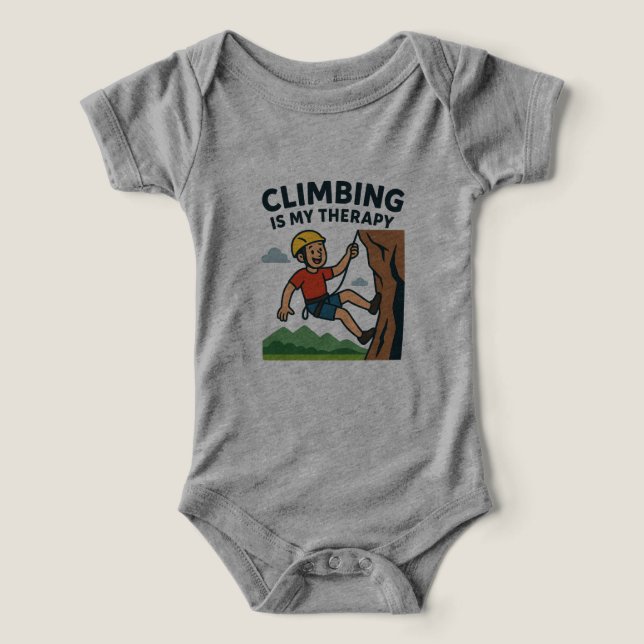 Climbing Is My Therapy Cartoon Rock Climber Design (Design Front)