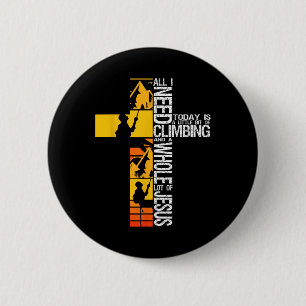 Climbing Jesus Is My Rock Christian Rock Climber B 6 Cm Round Badge