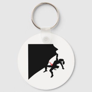 Climbing Mountain Girl Black Silhouette Key Ring