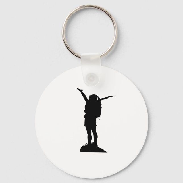 Climbing mountain girl silhouette key ring (Front)