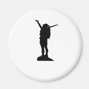 Climbing mountain girl silhouette magnet