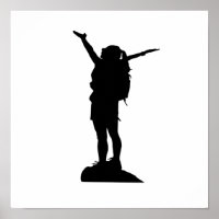 Climbing mountain girl silhouette